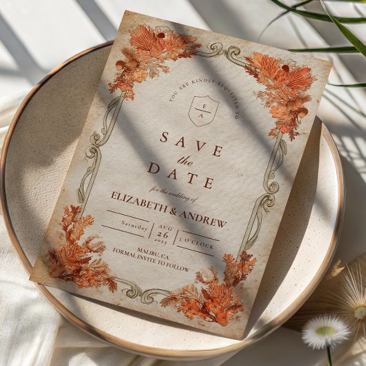 Save The Date Mariage Floral d'Automne Rustique