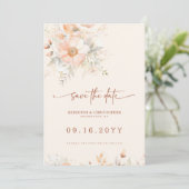Save The Date Mariage floral de crème de pêche (Debout devant)