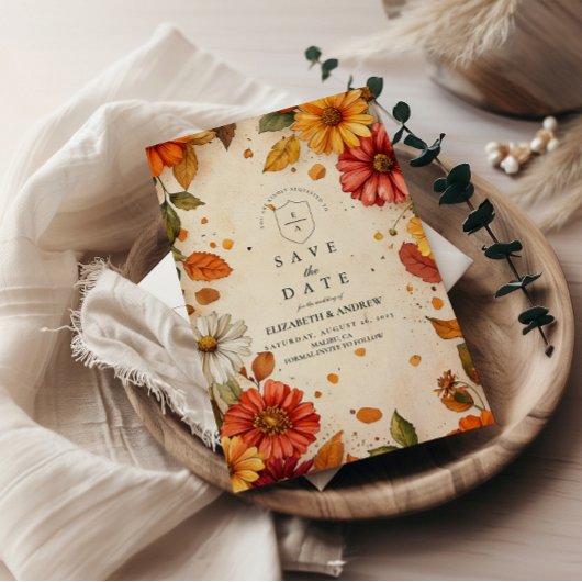 Save The Date Mariage floral de la marguerite d'automne