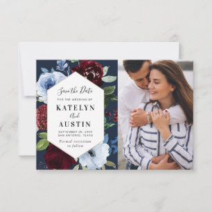 Save The Date mariage floral de la marine bordeaux enregistrer l