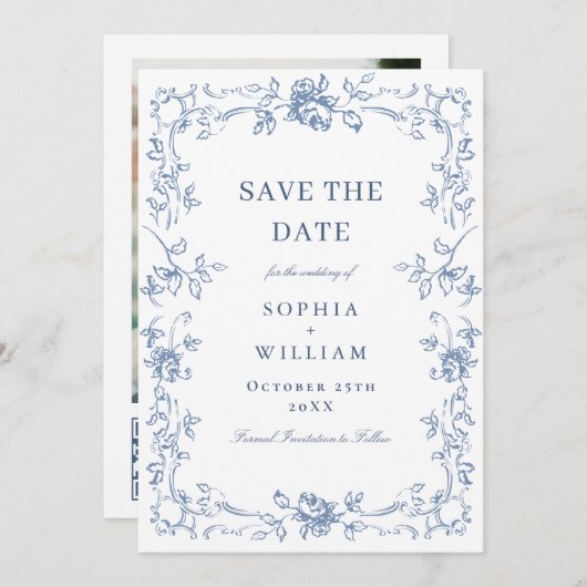 Save The Date Mariage Floral de la Renaissance (Devant / Derrière)