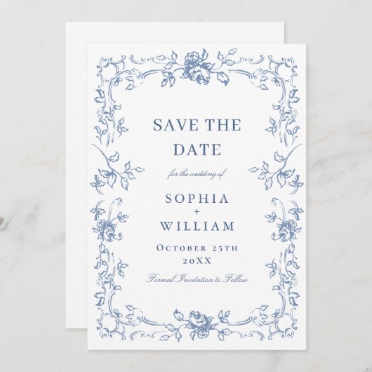 Save The Date Mariage Floral de la Renaissance (Devant / Derrière)