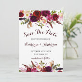 Save The Date Mariage floral de Marsala Bourgogne Enregistrer la (Debout devant)