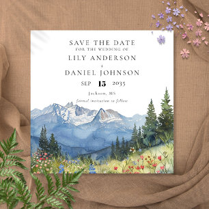 Save The Date Mariage Floral de Montagne Fleur de Champ à l'Aqua