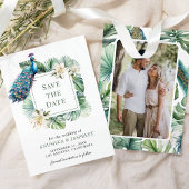 Save The Date Mariage floral de paon indien tropical