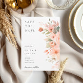 Save The Date Mariage floral de Pêche Boho