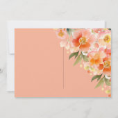 Save The Date Mariage Floral de Pêche Orange Aquarelle moderne (Dos)