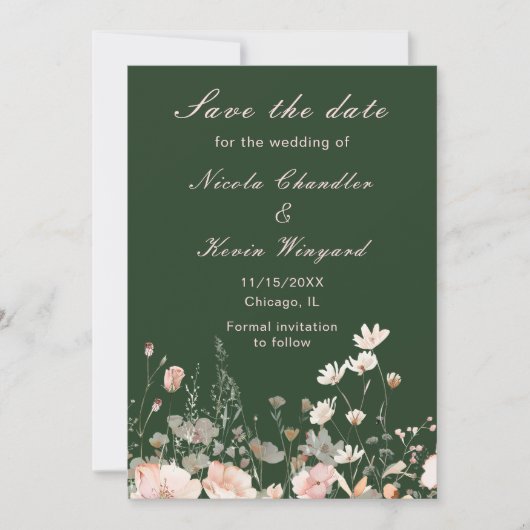 Save The Date Mariage floral de printemps aux fleurs sauvages ro (Devant)