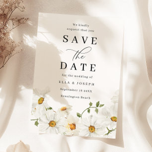 Save The Date Mariage Floral de Printemps Blanc Émerveillant