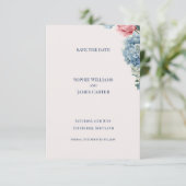 Save The Date Mariage Floral de Rose Rouge Hydrangea Bleue (Debout devant)