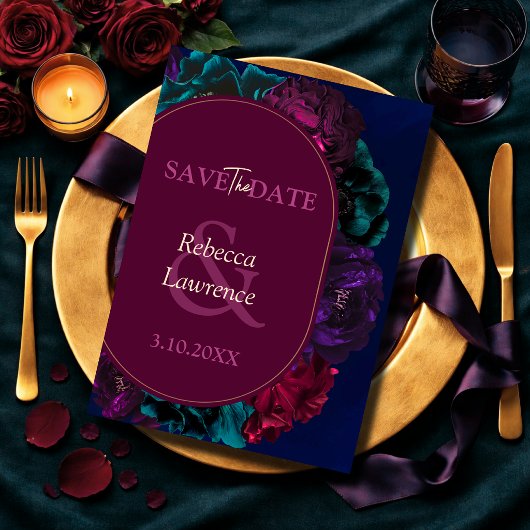 Save The Date Mariage floral de ton de joaillerie