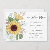 Save The Date Mariage floral de tournesol de pays moderne (Dos)