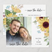 Save The Date Mariage floral de tournesol de pays moderne (Devant / Derrière)