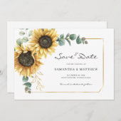 Save The Date Mariage floral de tournesol Eucalyptus (Devant / Derrière)