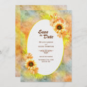 Save The Date Mariage floral de tournesol rustique (Devant / Derrière)