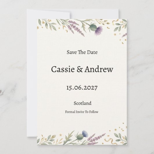 Save The Date Mariage Floral de Verdure Bleu (Devant)