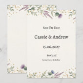Save The Date Mariage Floral de Verdure Bleu (Devant / Derrière)