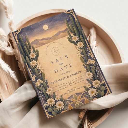 Save The Date Mariage Floral Désertique Terrien