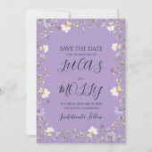 Save The Date Mariage Floral d'Été Fleur Sauvage Violette (Devant)