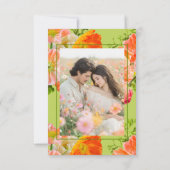 Save The Date Mariage Floral d'Été Vibrant Lime Orange Rose (Dos)