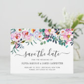 Save The Date Mariage floral d'eucalyptus rose rose moderne (Debout devant)