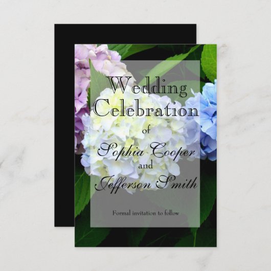 Save The Date Mariage floral d'hortensia élégant (Devant / Derrière)