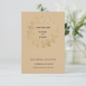 Save The Date Mariage Floral Doré (Debout devant)
