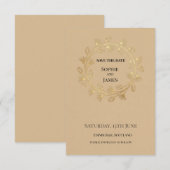 Save The Date Mariage Floral Doré (Devant / Derrière)