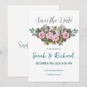 Save The Date Mariage floral doux (Devant / Derrière)