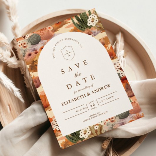Save The Date Mariage floral du désert occidental