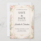 Save The Date Mariage Floral Élégant (Devant)