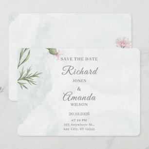 Save The Date Mariage Floral Élégant à l'Aquarelle Pastel