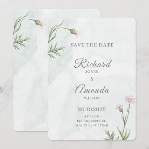Save The Date Mariage Floral Élégant à l'Aquarelle Pastel