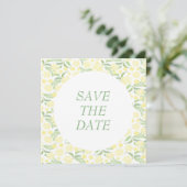 Save The Date Mariage Floral Élégant Aquarelle Jaune (Debout devant)
