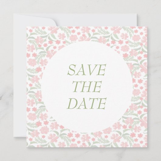 Save The Date Mariage Floral Élégant Aquarelle Rose  (Devant)