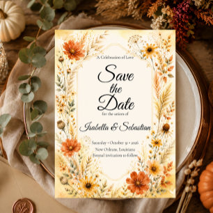 Save The Date Mariage Floral Élégant d'Automne