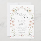 Save The Date Mariage Floral Élégant de Fleurs Sauvages (Devant)