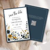 Save The Date Mariage floral élégant en or bleu