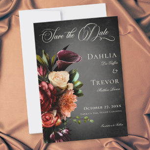 Save The Date Mariage Floral Élégant Flou Automne