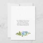 Save The Date Mariage Floral Élégant Hydrangea Bleu (Dos)