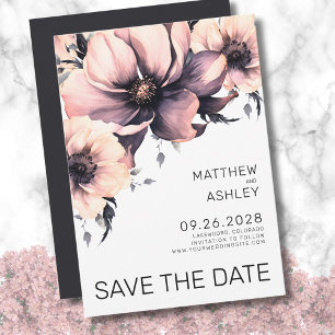 Save The Date Mariage Floral Élégant Moderne Rose