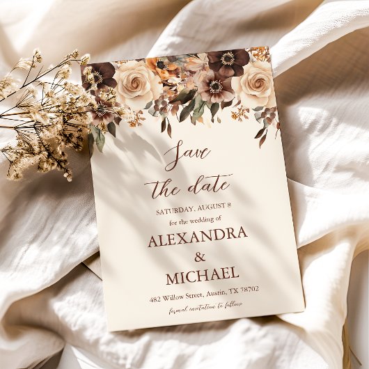 Save The Date Mariage Floral en terre cuite