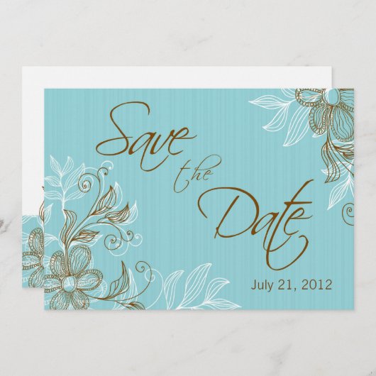 Save The Date Mariage Floral Enregistrer La Date (Devant / Derrière)