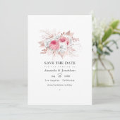 Save The Date Mariage Floral et Dentelle Rose Pâle et Or Rose (Debout devant)