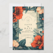 Save The Date Mariage Floral européen Art Nouveau (Devant)
