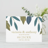 Save The Date Mariage floral feuille rustique (Debout devant)