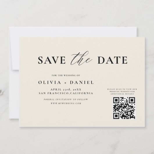 Save The Date Mariage Floral Fleur sauvage de code QR (Dos)