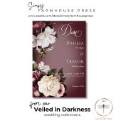 Save The Date Mariage floral foncé élégant bordeaux & crème flou