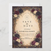 Save The Date Mariage Floral Gothique Baroque (Devant)