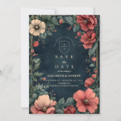 Save The Date Mariage Floral Gothique Baroque (Devant)
